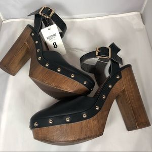 Mossimo size 8 black platform heels, vegan , NWT